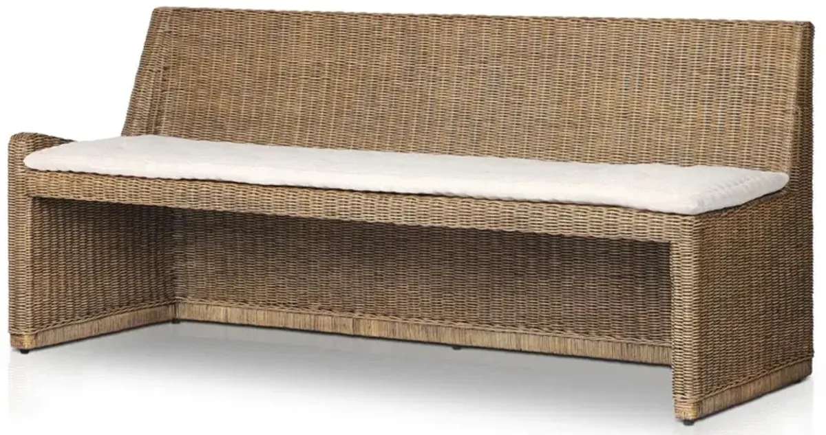 Senna Broadway Dune Linen Woven Dining Bench - Left Arm Facing - 72"