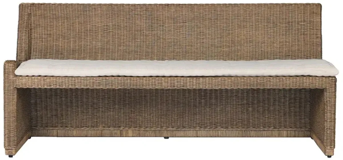 Senna Broadway Dune Linen Woven Dining Bench - Left Arm Facing - 72"