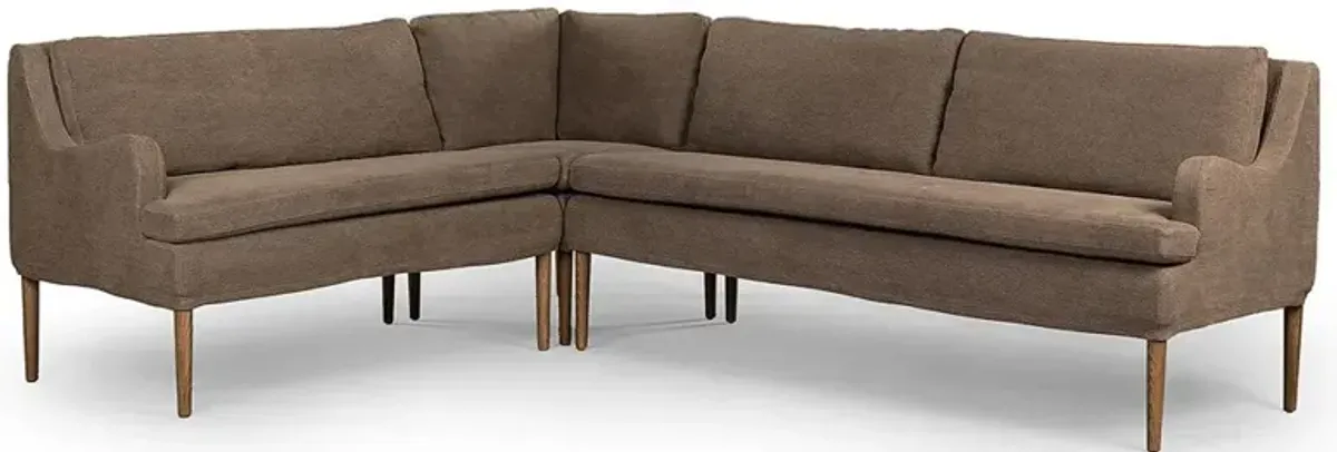 Aurelia Broadway Coffee Linen Dining L-Shape Banquette - Left Arm Facing - 99"