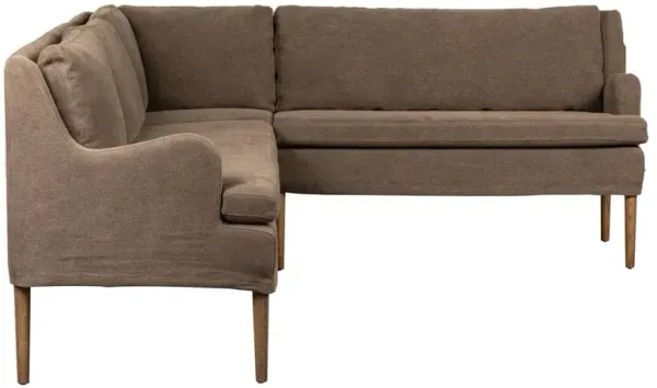 Aurelia Broadway Coffee Linen Dining L-Shape Banquette - Right Arm Facing - 99"