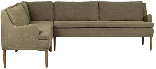 Aurelia Broadway Olive Linen Dining L-Shape Banquette - Left Arm Facing - 99"