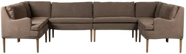 Aurelia Broadway Coffee Linen Dining U-Shape Banquette - 131"