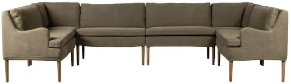 Aurelia Broadway Olive Linen Dining U-Shape Banquette - 131"