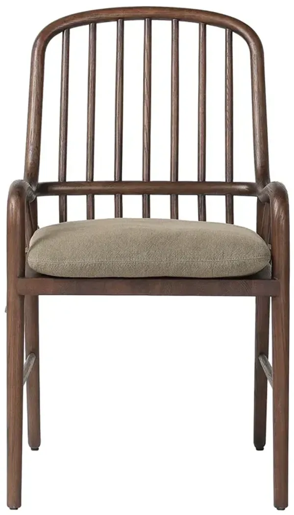 Brenna Broadway Olive Linen Dining Arm Chair