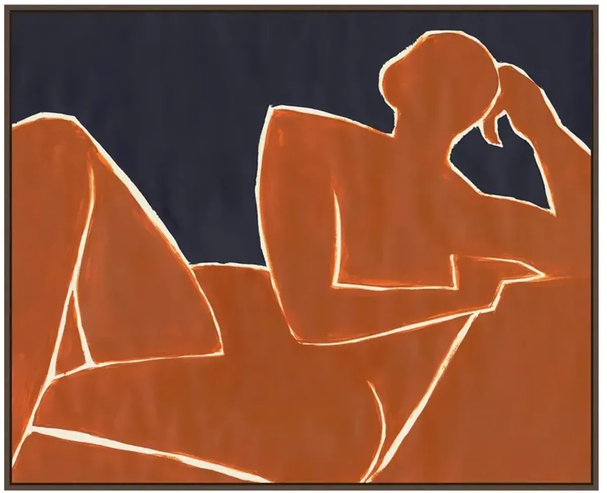 Lucian Modern Classic Orange Figure Bronze Frame Painting - 54x66