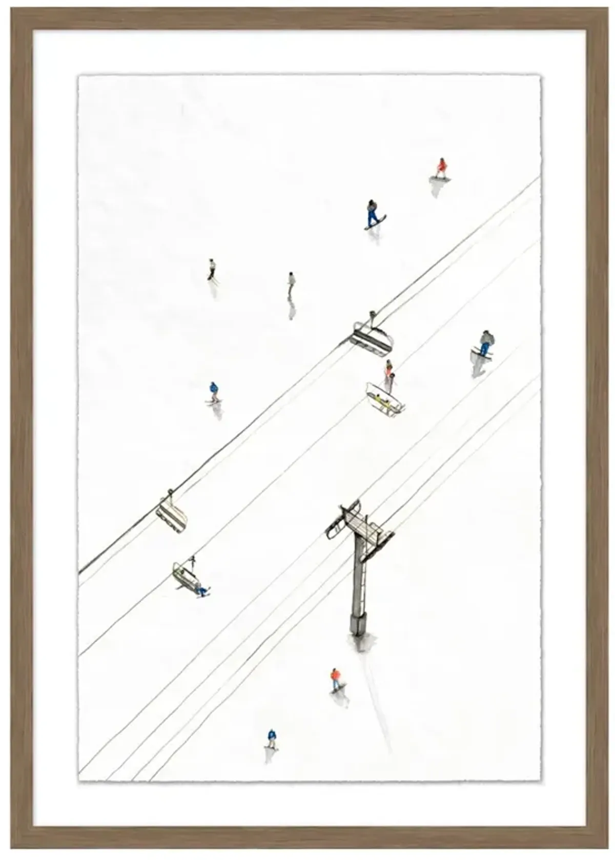 Collette Modern Classic White Ski Lift Brown Frame Painting 1 - 42x30