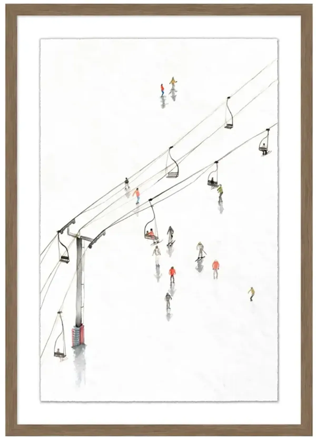 Collette Modern Classic White Ski Lift Brown Frame Painting 2 - 42x30
