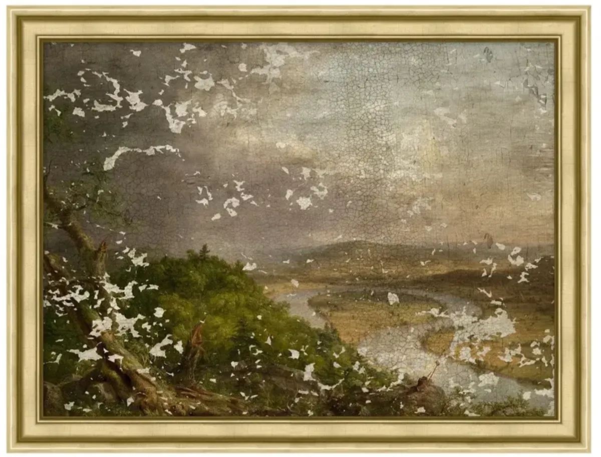 Orson Updated Traditional Green Landscape Gold Frame Painting - 20x26