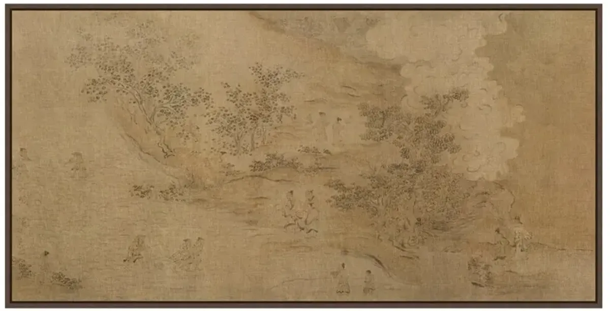 Jeanne Updated Traditional Brown Nature Bronze Frame Painting - 38x74