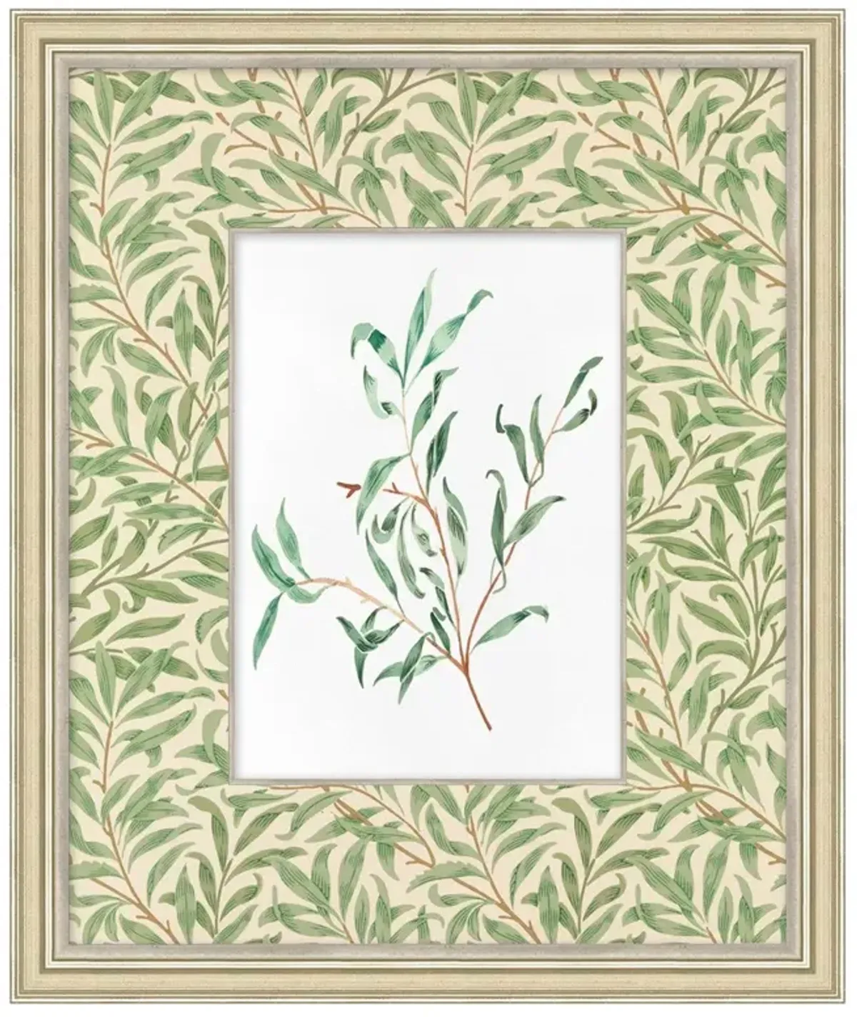 Moira Traditional Green Botanical Silver Leaf Frame Painting 3 - 25x21