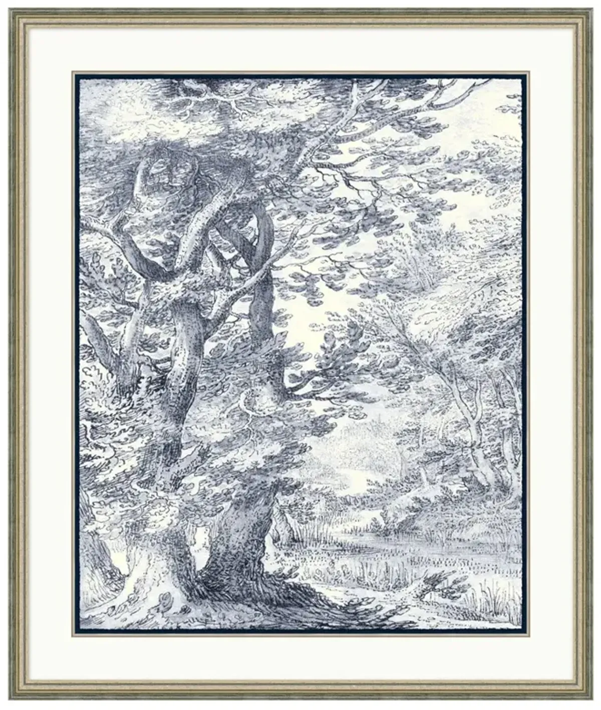 Soleil Traditional Grey Landscape Silver Leaf Frame Painting 1 - 48x41