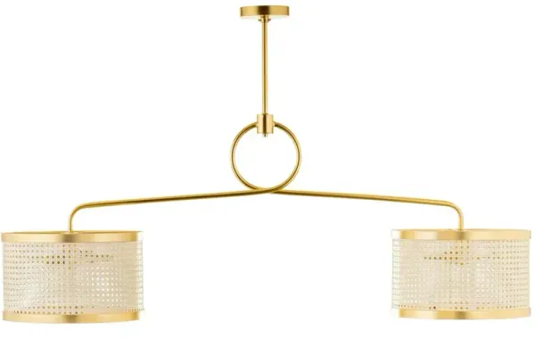 Keali Updated Traditional White Mesh Shade Brass Chandelier