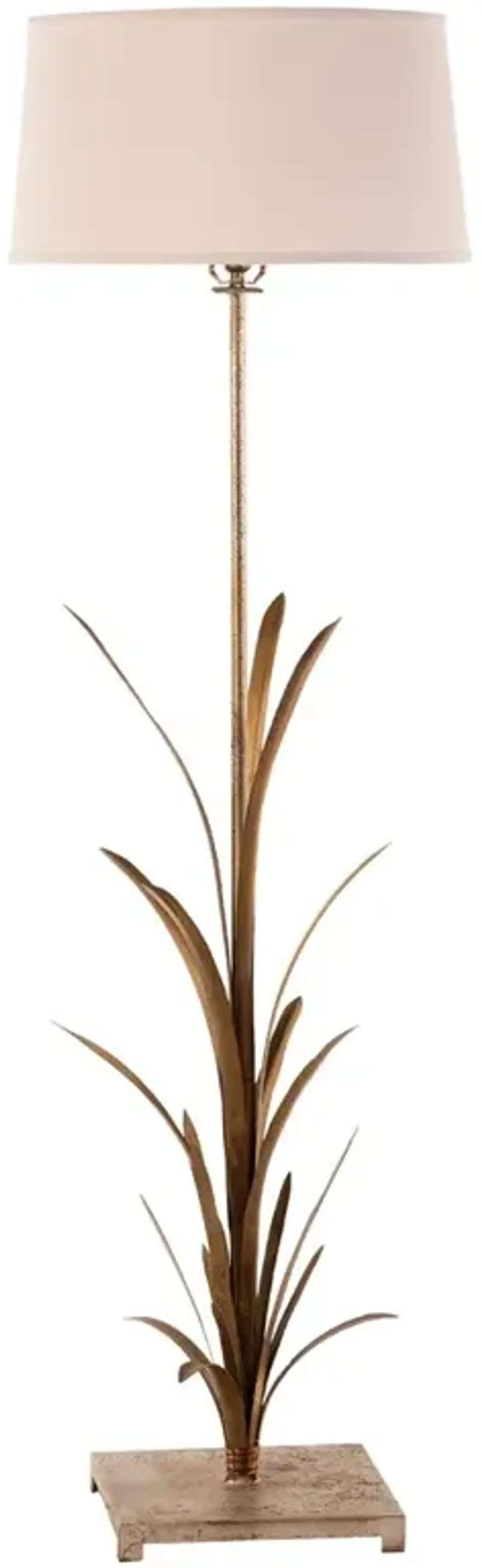 Clea French Country Hand-Cut Leaf Antique Gold Floor Lamp