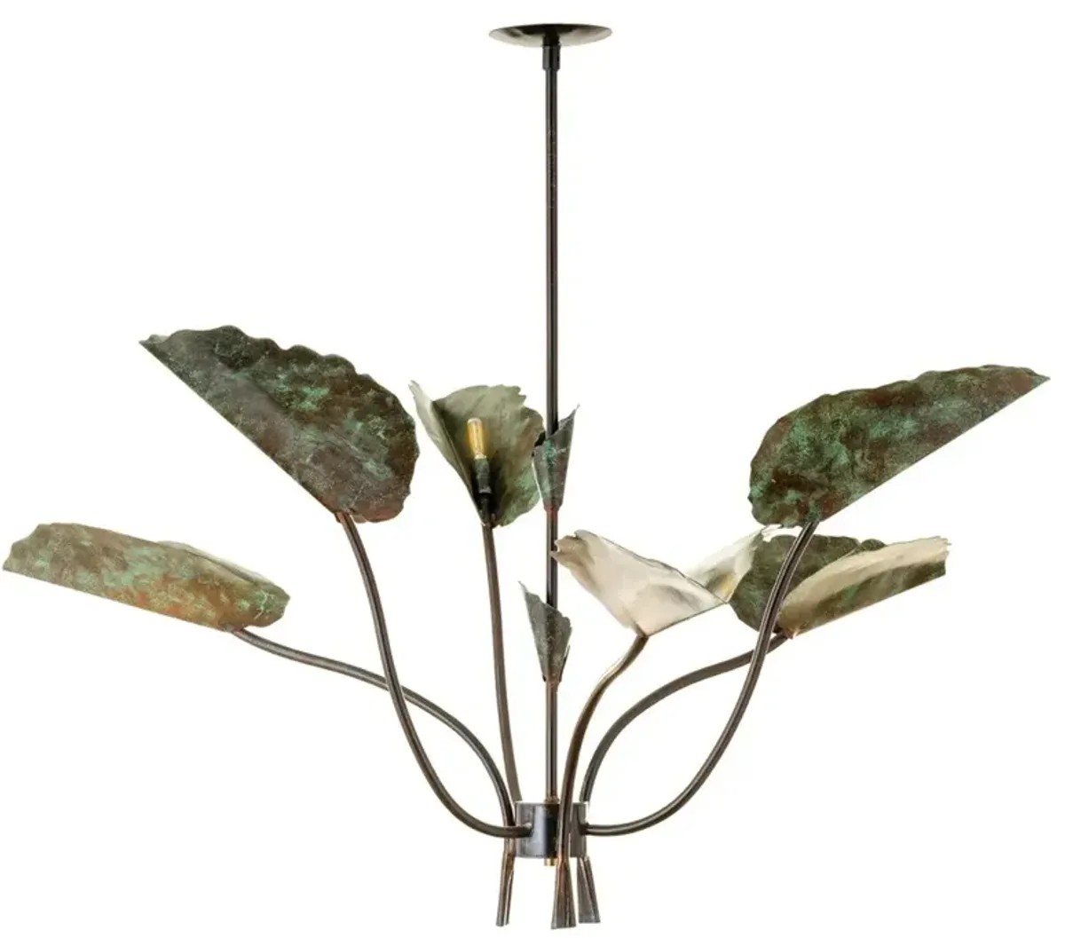 Louanne French Country Green Patina Leaf Chandelier