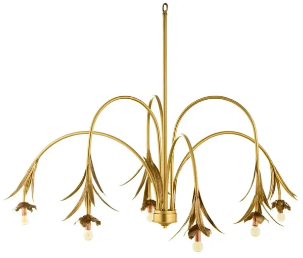 Onoria French Country Brass Arching Arm Floral Chandelier