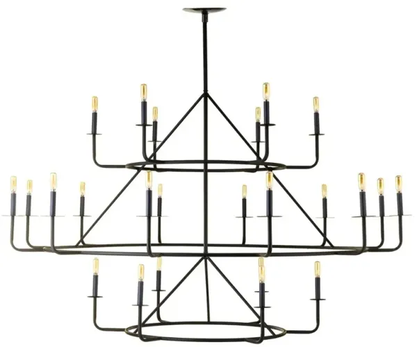 Bertell Updated Traditional Matte Black 3 Tier Steel Chandelier