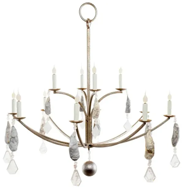 Laurie Traditional Shell Crystal Antique Silver Steel Chandelier