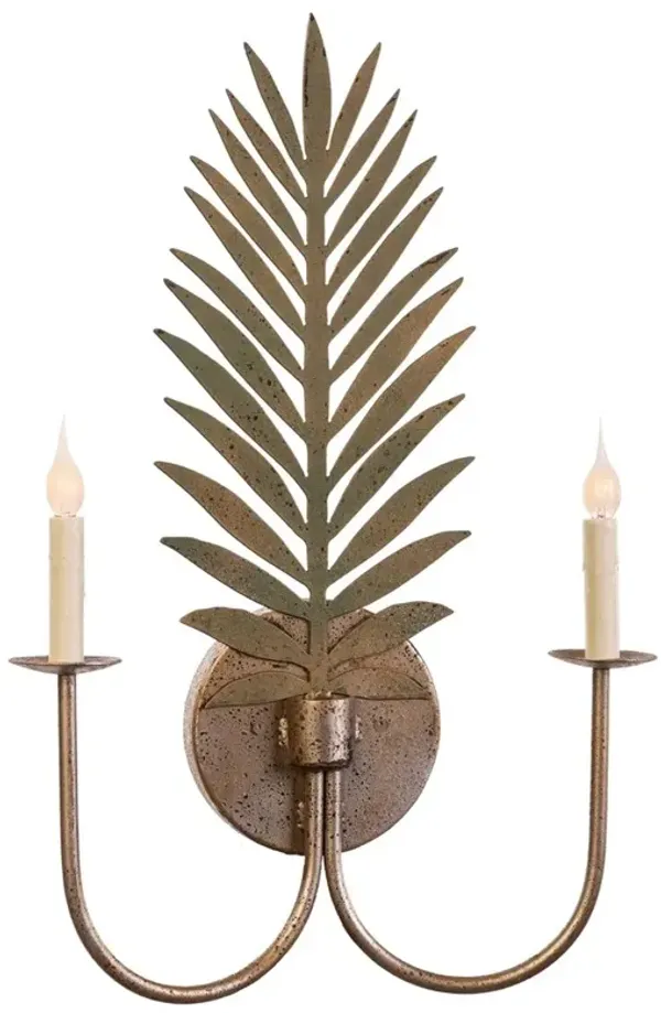 Nelu French Country Antique Platinum Palm Candle Wall Light Sconce