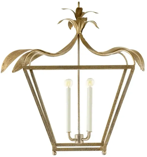 Freya French Country Palmetto Antique Gold Steel Lantern