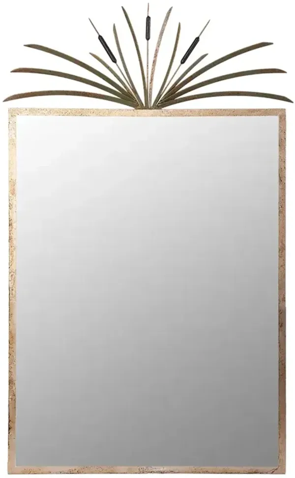 Arden French Country Antique Bronze Cat Tail Rectangular Wall Mirror