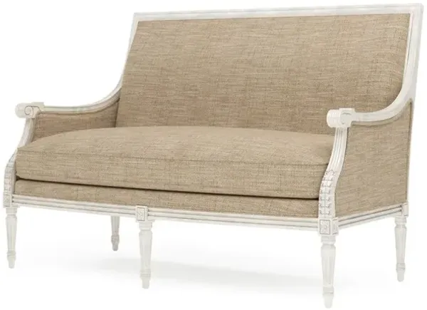 Juliette Mocha Textured Weave Vintage White Settee