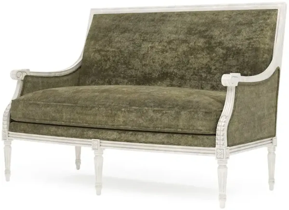 Juliette Fern Velvet Vintage White Settee