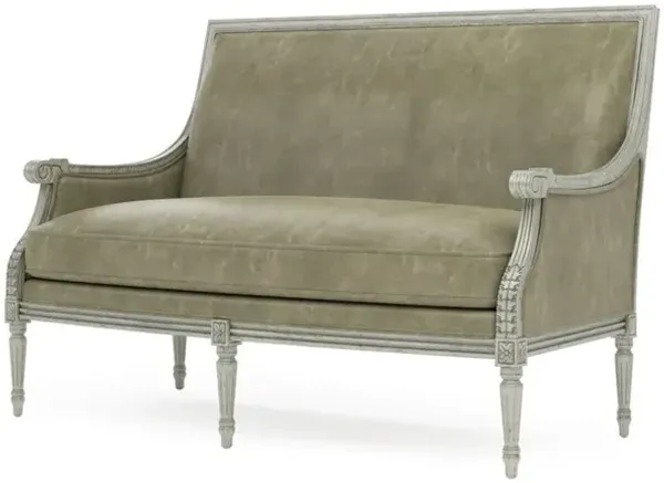 Juliette Juniper Leather Provence Sage Settee