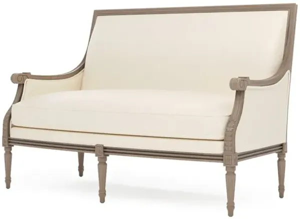 Juliette Classic White Textured Weave Driftwood  Settee
