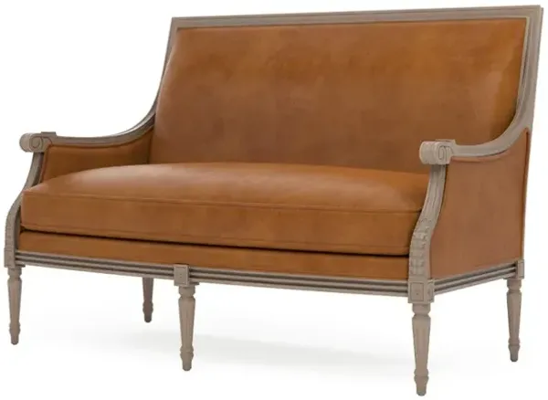 Juliette Camel Leather Driftwood Settee