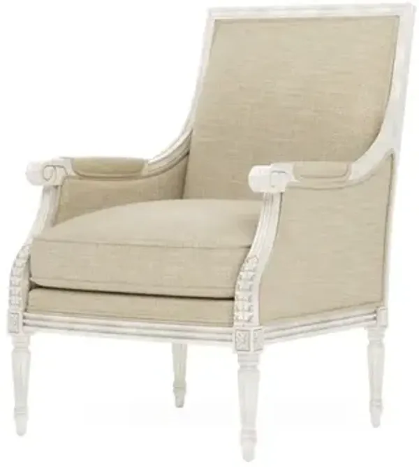 Juliette Cashew Textured Weave Vintage White Bergere Chair