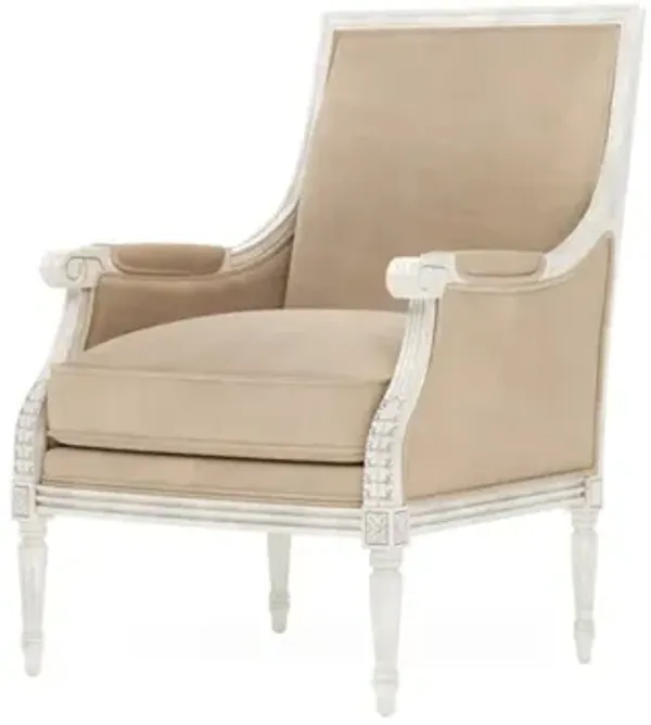 Juliette Latte Leather Vintage White Bergere Chair