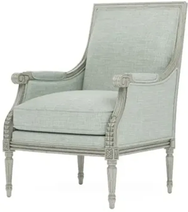 Juliette Spring Blue Textured Weave Provence Sage Bergere Chair