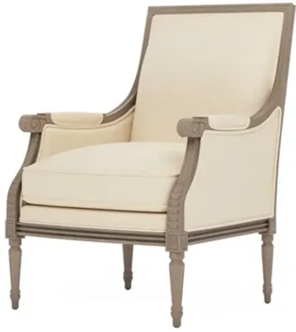 Juliette Bisque Textured Weave Driftwood Bergere Chair
