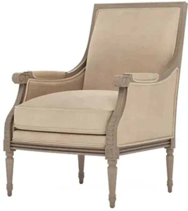 Juliette Latte Leather Driftwood Bergere Chair