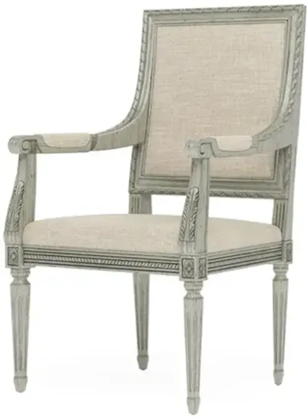 Marielle Pebble Shore Textured Weave Provence Sage Dining Arm Chair