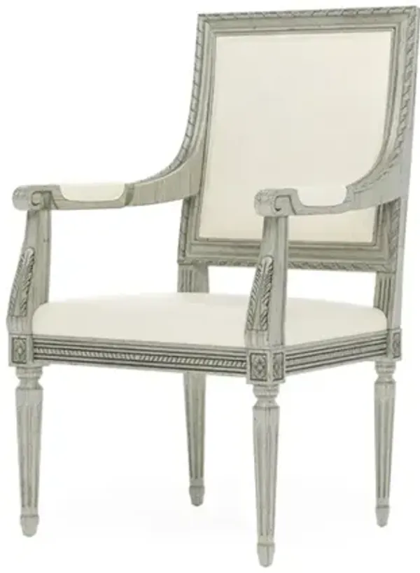 Marielle Heathered Ivory Crypton Provence Sage Dining Arm Chair