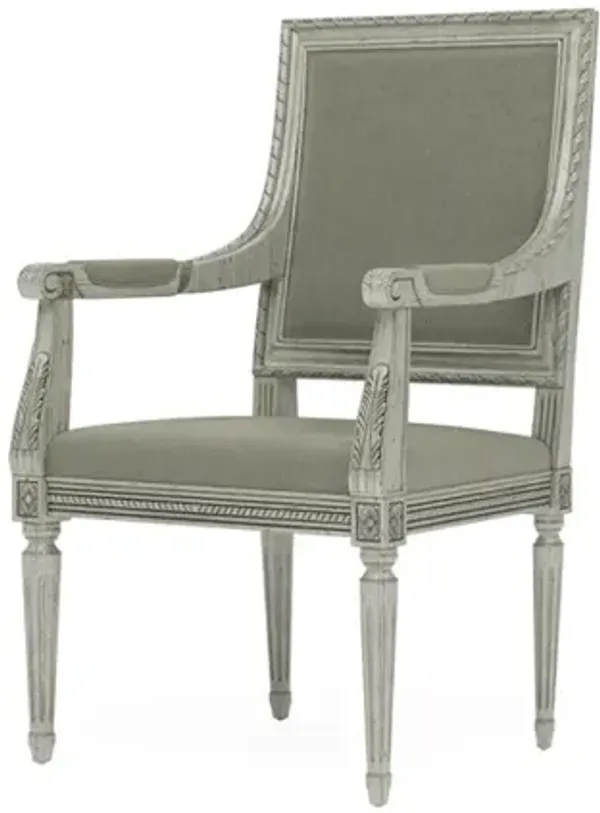 Marielle Sage Velvet Provence Sage Dining Arm Chair