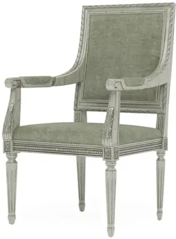 Marielle Willow Green Velvet Provence Sage Dining Arm Chair