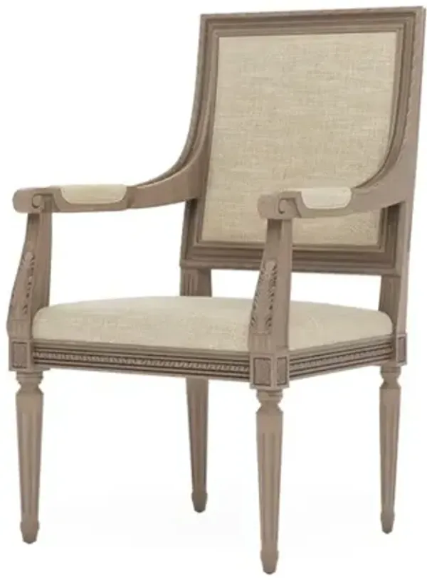 Marielle Cashew Textured Weave Driftwood Dining Arm Chair