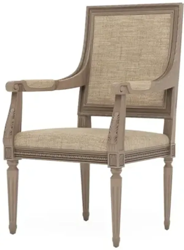 Marielle Mocha Textured Weave Driftwood Dining Arm Chair