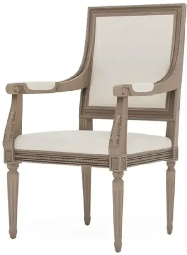 Marielle Fog Performance Driftwood Dining Arm Chair