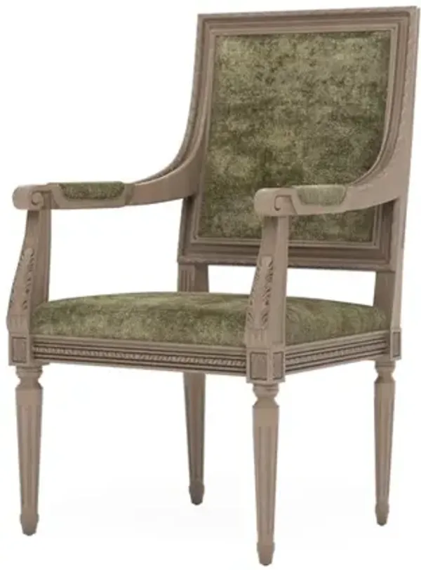 Marielle Fern Velvet Driftwood Dining Arm Chair