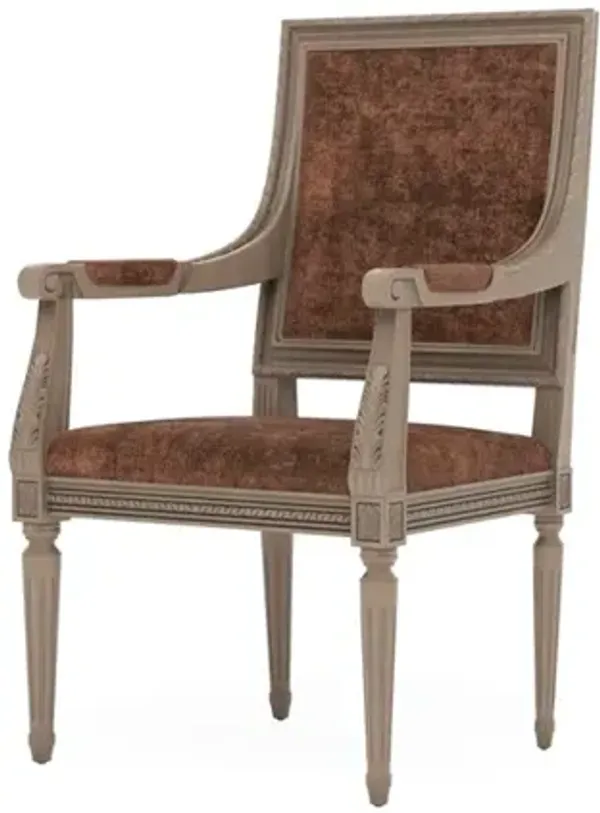 Marielle Sienna Velvet Driftwood Dining Arm Chair