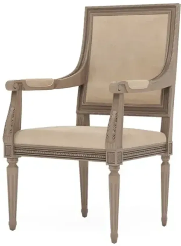 Marielle Latte Leather Driftwood Dining Arm Chair