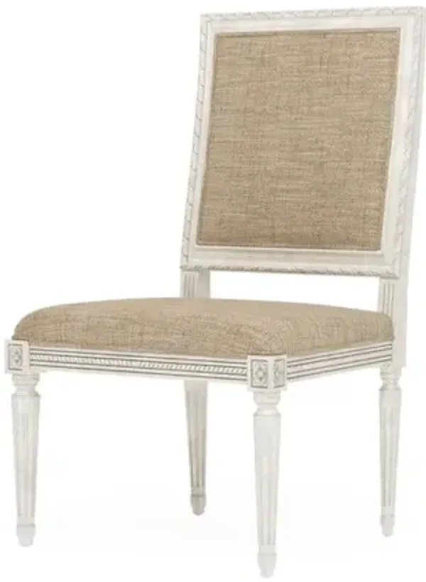 Marielle Mocha Textured Weave Vintage White Dining Side Chair
