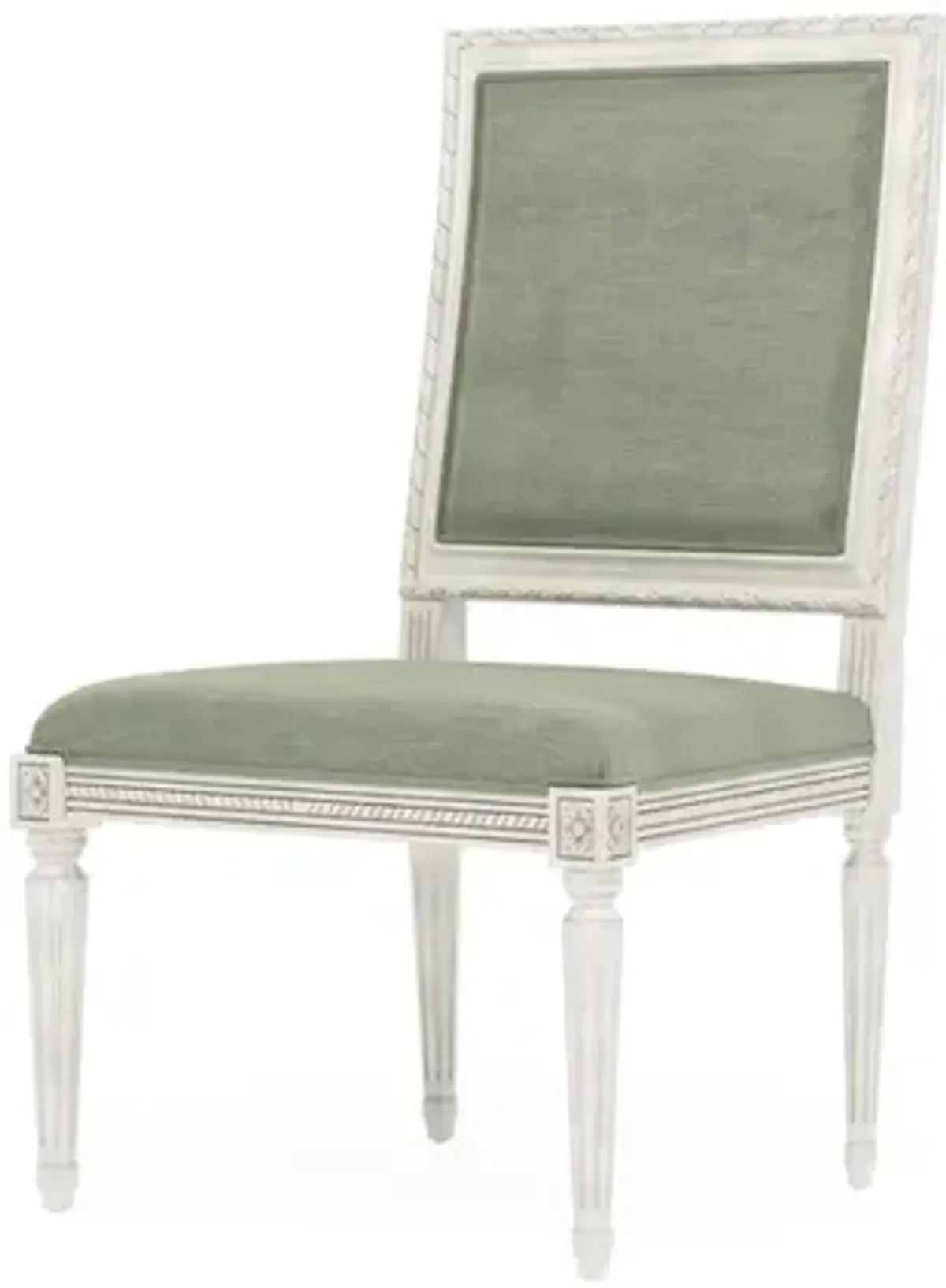 Marielle Lustre Verde Velvet Vintage White Dining Side Chair