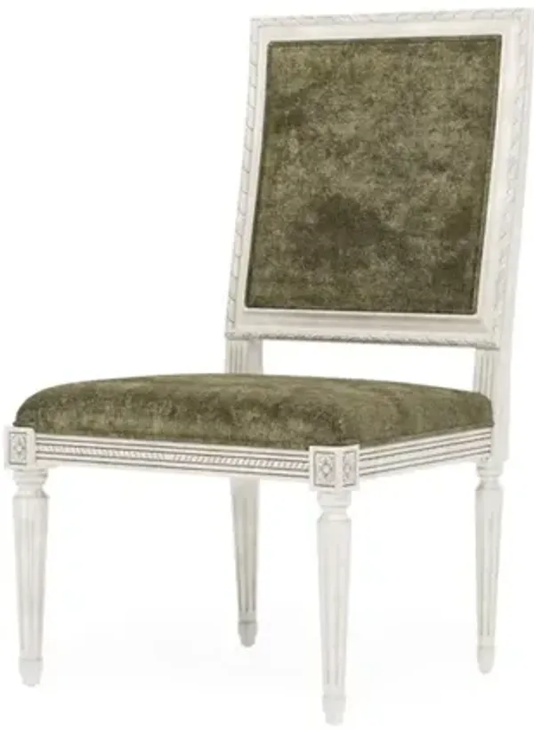 Marielle Fern Velvet Vintage White Dining Side Chair