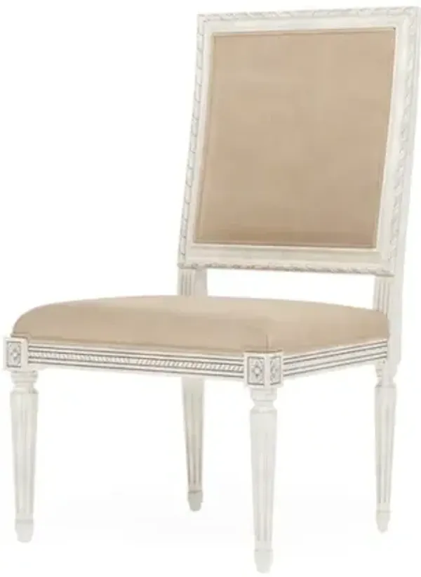 Marielle Latte Leather Vintage White Dining Side Chair