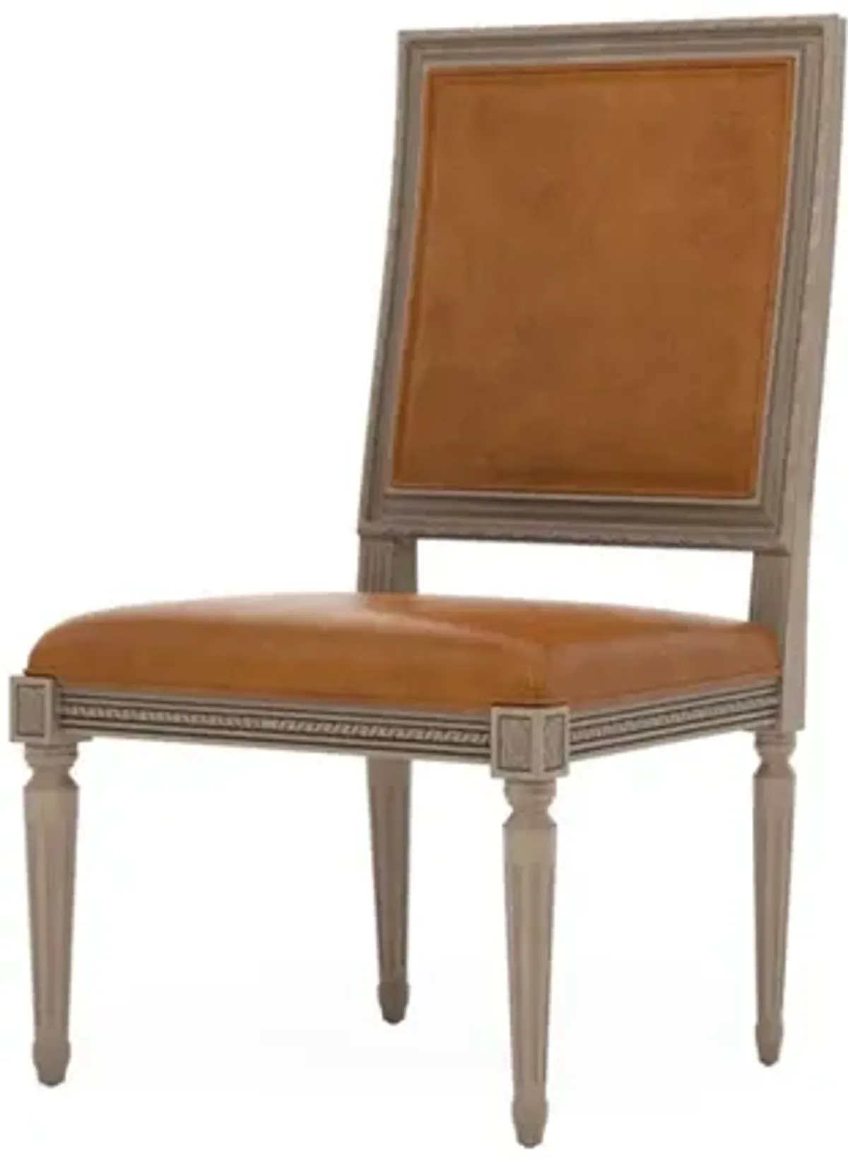 Marielle Camel Leather Driftwood Dining Side Chair
