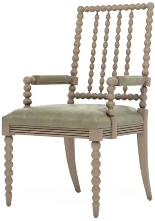 Sabinna Juniper Leather Driftwood Dining Arm Chair